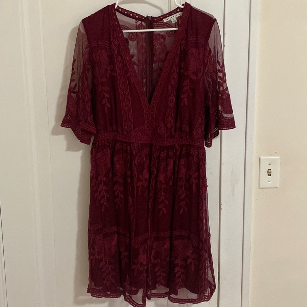 Maroon lace detail dress
